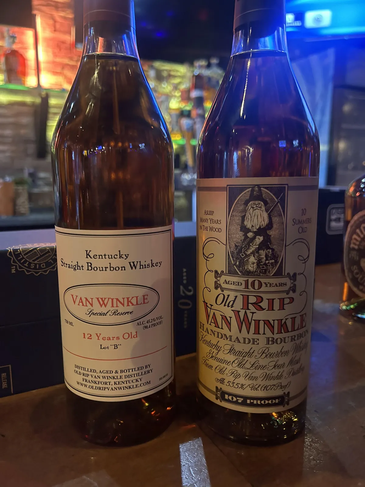 Van Winkle 12 Lot B and Old Rip Van Winkle 10