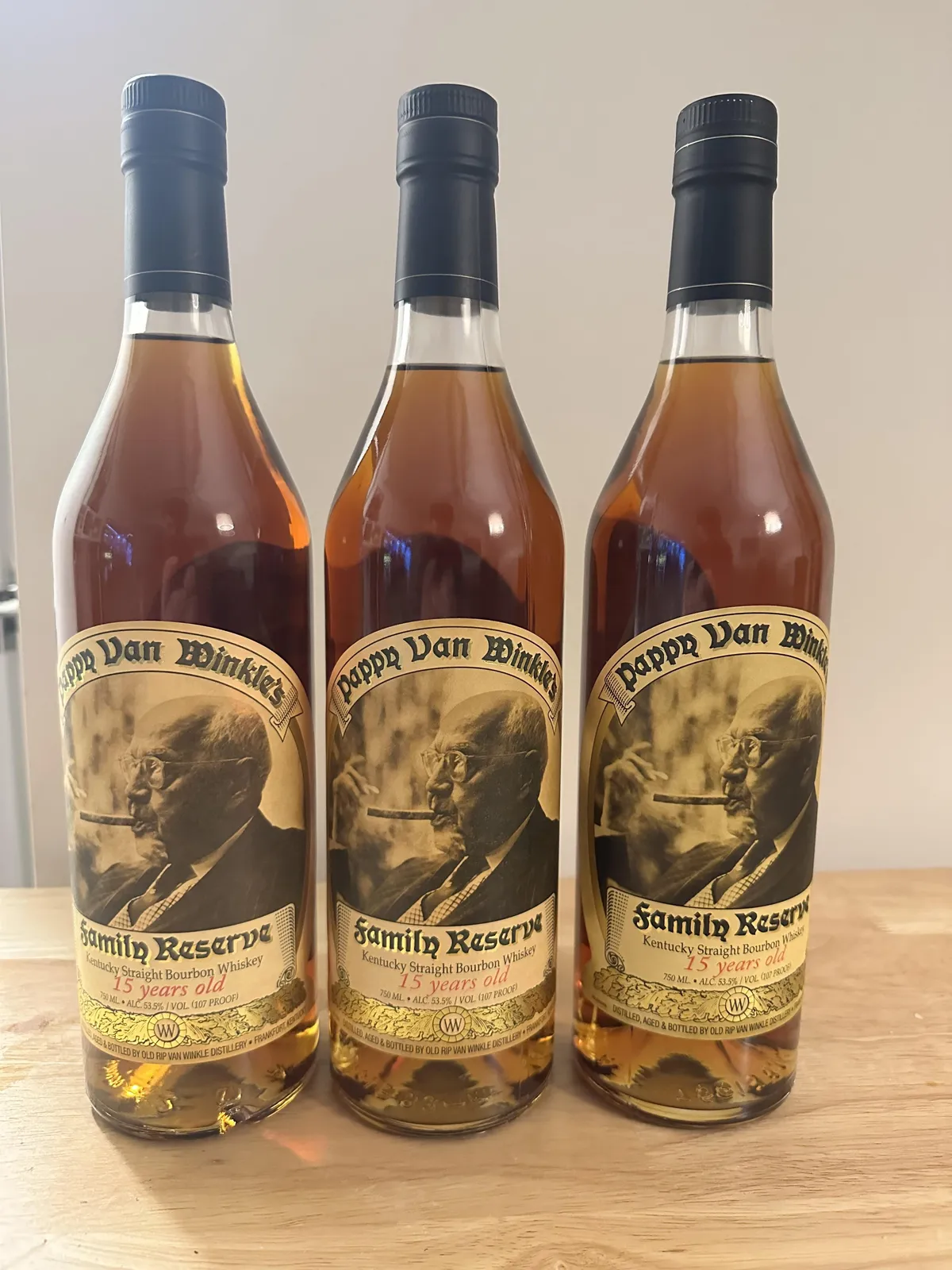 Three Pappy Van Winkle 15 Year